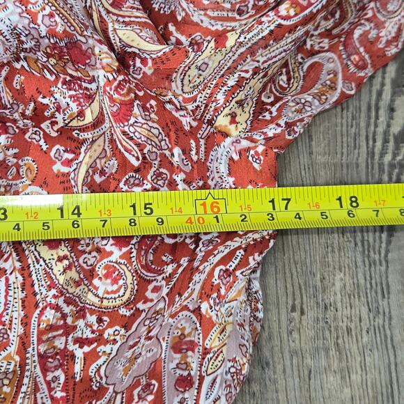 Lulus Mock Neck Long Sleeve Mini Dress Paisley Rust Red Cocktail Hour Chic XS - Picture 7 of 9